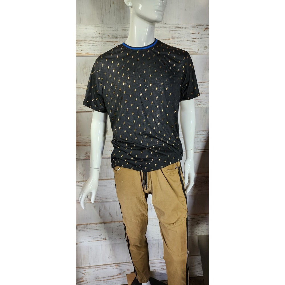 Drill Clothing Co T-Shirt Men's Sz XL Black Metallic Gold @19 Crew Short Sleeve